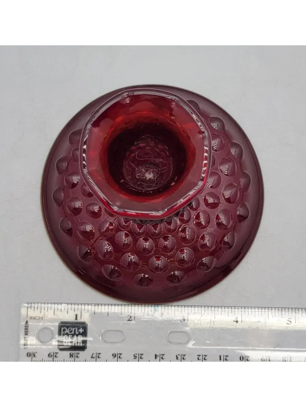 Fenton Amberina Ruby Red Hobnail Glass Candlestick Vintage